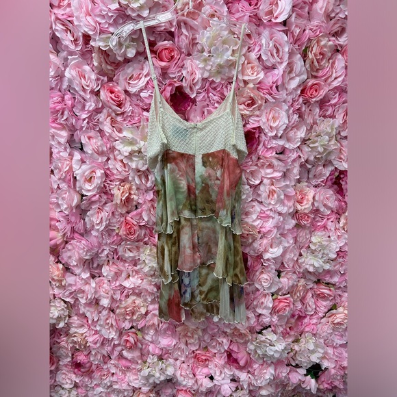 Silk dress Alexis Georgio 5132 Size 2 white w/ multicolored designs short dress - Picture 3 of 5